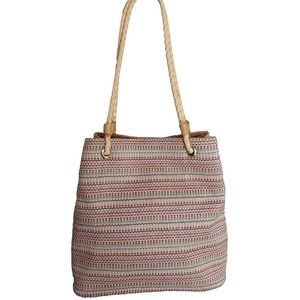 Amanda Smith Multicolor Shoulder Handbag Purse Woven Colorful Inside Pockets